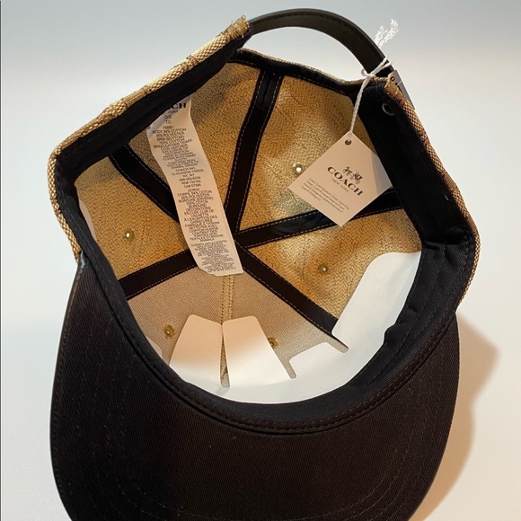 COACH SIGNATURE FLAT BRIM HAT MENS BROWN NWT - Picture 7 of 7